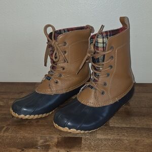 Sporto Brown and Navy Boots with Plaid Interior